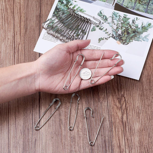 KISSITTY 100-Piece Heavy Duty 2.76" Large Iron Safety Pins Metal Spring Lock Pin Fasteners for Blankets Skirts Kilts Brooch Crafts Making...