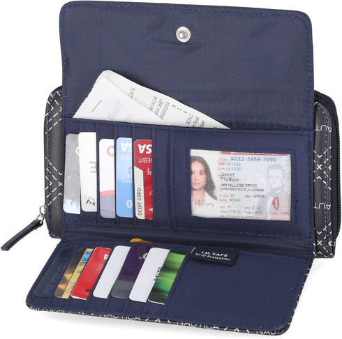 Nautica Bulk Cargo Womens RFID Wallet Clutch Zip Around Organizer (Diamond Quilt Indigo)...