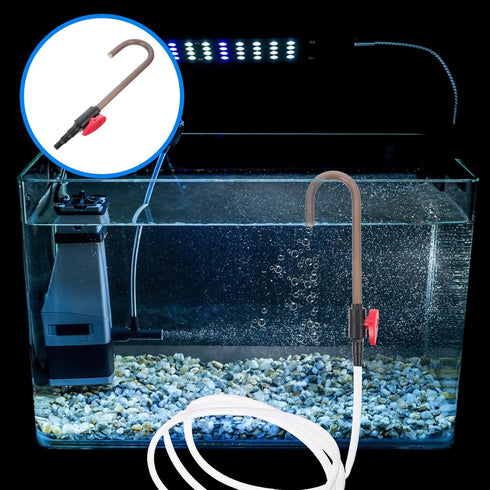 2 Pcs Aquarium Hook Water Changer - Bent Wall Mounted Fish Tank Water Changer with Flow Switch, Aquarium Vacuum Water Filler, Suit for 1/2'', 5/8'...
