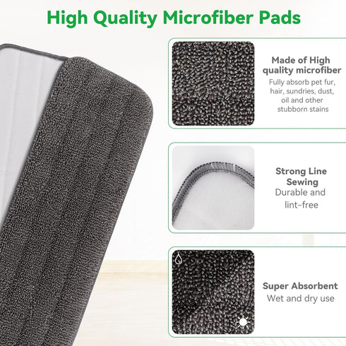 16.5 Inch Flat Mop Refills: 10 Pack Upgraded Microfiber Replacement Mop Pads for Floor Cleaning - Reusable Flat Replacement Mop Refills Heads for ...