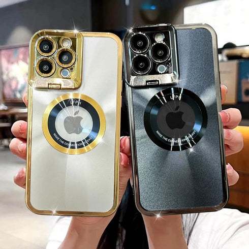 MZELQ for iPhone 13 Pro Max Case Plating Magnetic ?Compatible with Magsafe? Logo View Luxury Elegant Camera Protection Classic Screen Protector Me...