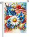 Patriotic Floral Garden Flag Double Sided, Red White and Blue Burlap Yard Flag, Small 4th of July Outdoor Decor 12.5x18"...