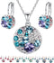 Leafael Ocean Bubble Women's Crystal Jewelry Set Costume Fashion Pendant Necklace Earring, Silver Tone or 18K Rose Gold Plated, 18" + 2", Gifts fo...