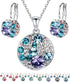 Leafael Ocean Bubble Women's Crystal Jewelry Set Costume Fashion Pendant Necklace Earring, Silver Tone or 18K Rose Gold Plated, 18" + 2", Gifts fo...