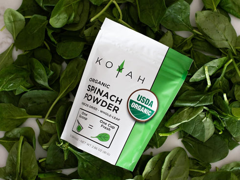 KOYAH - Organic Spinach Powder (Equivalent to 30 Cups Fresh): Freeze-Dried, Whole-Leaf Powder...