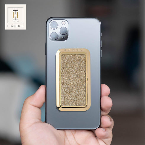 HANDL New York Champagne Glitter HANDLstick Silver Glitter Grip and Stand for Smartphone...