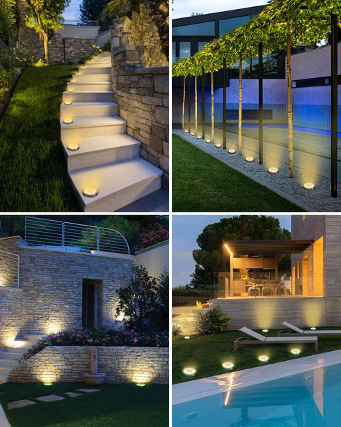btfarm 6 Pack Solar Ground Lights Outdoor, 8 LED Flat Solar Lights Outdoor Pathway IP65 Waterproof for Garden Pathway Lawn Patio Yard Landscape, W...