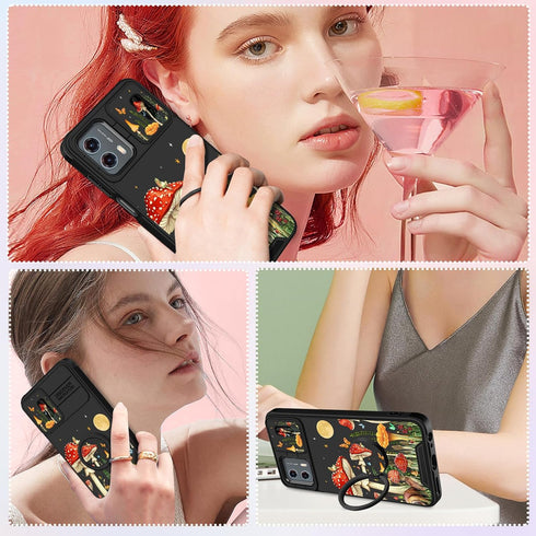 (2in1 for Motorola Moto G 5G 2023 Case for Women Cute Girls Phone Cover Girly Pretty Unique Mushroom Design with Camera Cover and Ring Stand Funda...