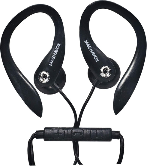 Magnavox MHP4854-BK Earhook Earbuds With Microphone in Black | Available in Black & White | Extra Value Comfort Stereo | Durable Rubberized Cable...