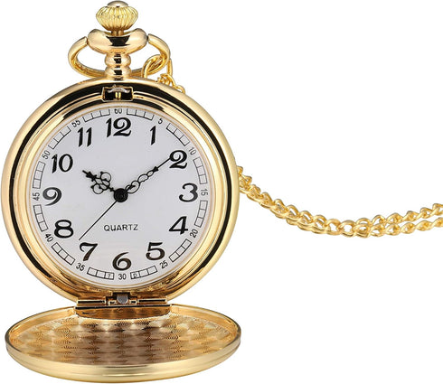 I-MART Smooth Vintage Pocket Watch with Chain (Gold)...