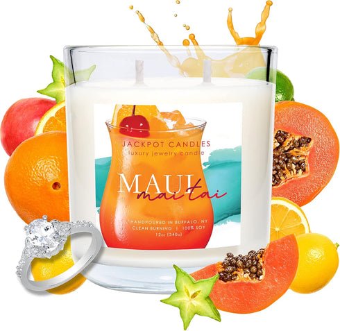 Jackpot Candles Maui Mai Tai Candle with Ring Inside (Surprise Jewelry Valued at 15 to 5,000 Dollars) Ring Size 5...