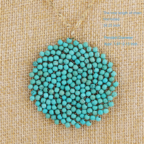 Niumike Handmade Crystal Circle Pendant Necklace for Women Disc Long Statement Necklaces with Box...