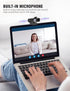 Full HD Webcam with Built-in Microphone and Rotatable Tripod, 1080P Video and Wide Angle Camera, Privacy Cover, for Desktop PC or Laptop Computer...