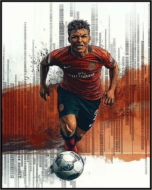 Posterizer 1 pcs-abstract passionate soccer / football player running poster-Sports & Hobby Art Gifts for sports fans Decor for Home & Office- unf...