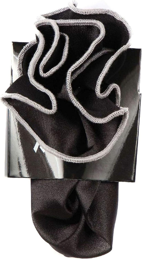 PS-Z-RD-28-Round Pocket Square Accessory - Black Gray1...