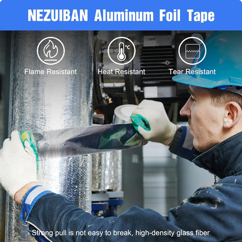 Aluminum Foil Fiberglass Tape, HVAC Heat Resistant Tape,2 Inches x 98 Feet...