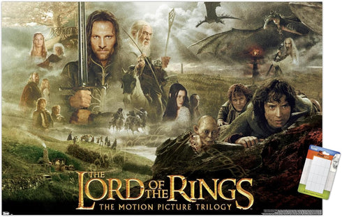 The Lord of the Rings: The Motion Picture Trilogy Wall Poster, 34L" x 22.4W", Premium Poster & Mount Bundle...