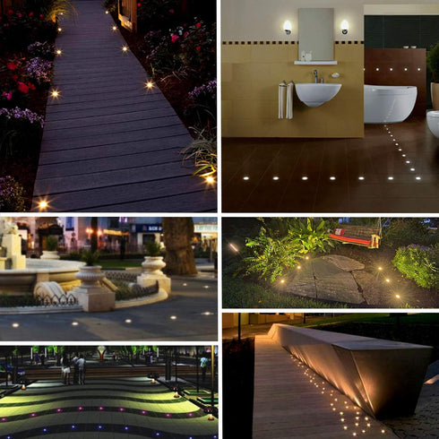 LED Mini In-Ground Well Light-Finger Size,1W 12V DC,120° Wide Beam Angle,IP67 Waterproof,Recessed Marker Indicator Underground Outdoor Landscape L...