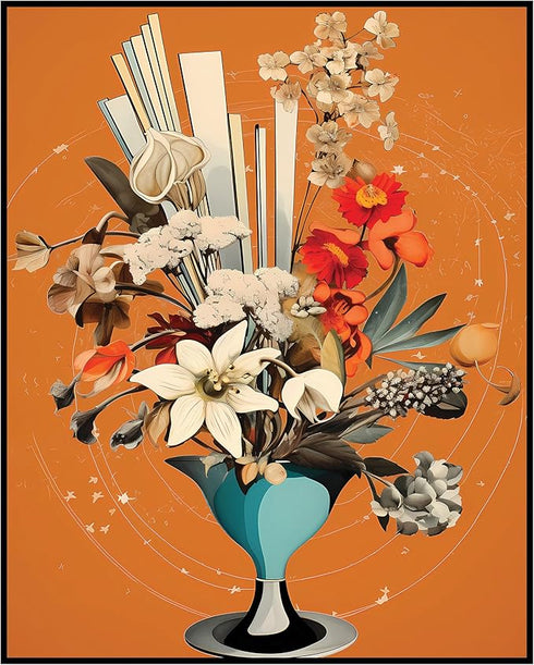 Posterizer 1 pcs-vintage cosy flower collage-Abstract & Modern Art-Floral & Botanical Art-Gift for Art Lovers- UNFRAMED Wall Art...