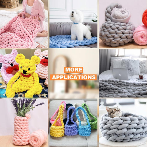 Chunky Yarn for Hand Knitting, 0.55lb/10 Yards Giant Yarn Arm Knitting Yarn, Soft Tubular Yarn for Bags, Baskets, Pillows, Pet Nests, DIY Crafts (...