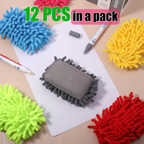 12 Pcs Microfiber Shag Eraser Whiteboard,Magnetic Dry Erase Eraser Whiteboard Washable Small White Board Dry Erase for Markers Chalk Home Classroo...