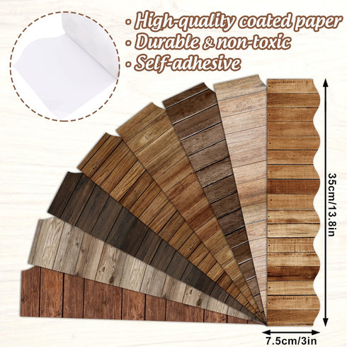 Whaline 82Ft Wood Grain Bulletin Board Borders Brown Wood Texture Adhesive Trim Border for School Classroom Office Party Decoration...