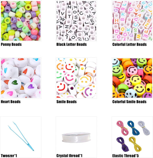 LIS HEGENSA DIY Crafts Gifts for Girls Beading Kits, 1000PCS Pony Beads Bracelet Making Kits with Decorative Beads and Charms, Craft Supplies for ...