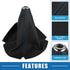 Car Shift Boot Cover Universal Gear Shift Knob Boot Dust Cover Faux Leather Black with Blue Line...