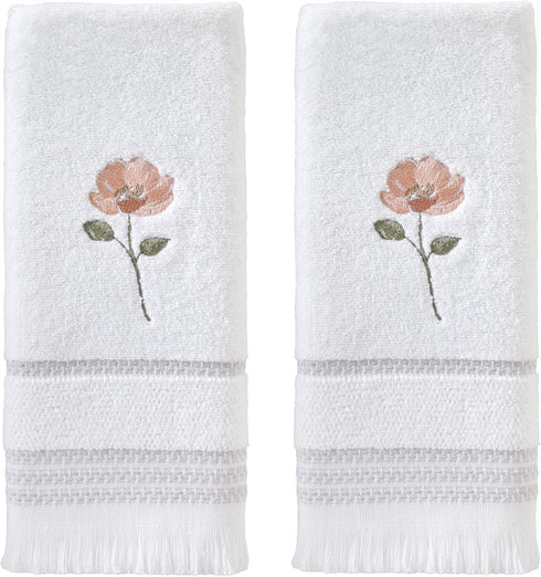 SKL HOME by Saturday Knight Ltd. - U1108010830203 Misty Floral 2-Piece Hand Towel Set, White...