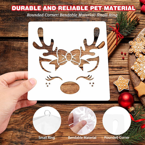 25 pcs Christmas Stencils Reusable, 6x6" Christmas Stencils for Painting on Wood, Plastic Drawing Painting Spraying Template for Greeting Cards, X...