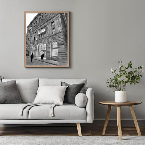 Posterizer 1 pcs-black-and-white photograph of Luxury store front 1-Photography Art-Retro Art-Gift for Women, Fashionistas, Designer Fashion Fans-...