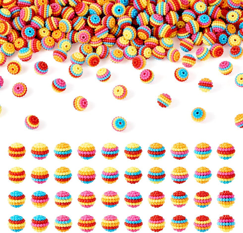 Beadthoven 200pcs 10mm Resin Berry Beads Mixed Color Round Beads Resin Chunky Bubblegum Beads Bulk Loose Spacer Beads Charms for Jewelry Making Ne...