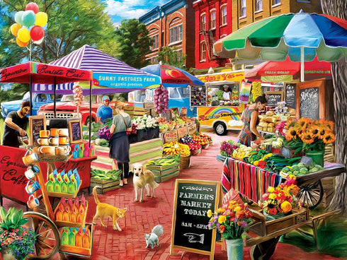 MasterPieces 750 Piece Jigsaw Puzzle for Adults, Family, Or Youth - Town Square Booths - 18"x24"...