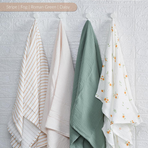Meracorallo Muslin Swaddle Blanket, 100% Organic Cotton Receiving Blanket Soft and Breathable Swaddle Wrap for Baby Boys and Girls (Roman Green)...