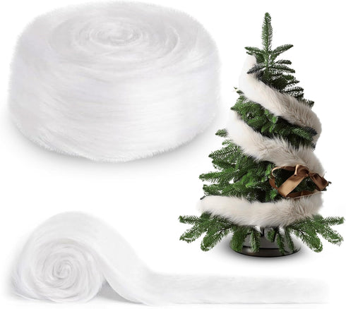 Fur | Faux Fur Fabric | White Fur Ribbon Trim Fabric - 2" Wide x 36" Long (3 FT) Fake Fur Fabric - Soft Christmas White Faux Fur for Crafting, Sew...