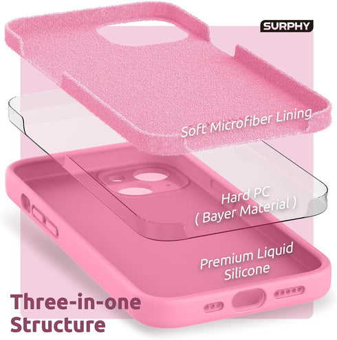 SURPHY Compatible with iPhone 13 Case with Screen Protector, (Camera Protection + Soft Microfiber Lining) Liquid Silicone Phone Case 6.1 inch 2021...