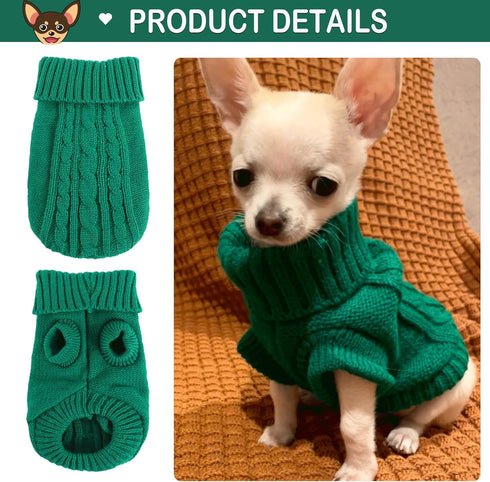 Small Dog Sweater 2 Pieces Dog Sweaters for Small Dogs, Dog Clothes for Small Dogs, Pet Cat Sweater Cold Weather Puppy Clothes Outfits (Small)...