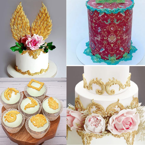 Baroque Fondant Molds Scroll Border Lace Silicone Molds Relief Flower Mold for Cake Decoration Cupcake Topper Chocolate Candy Polymer Clay Gum Pas...