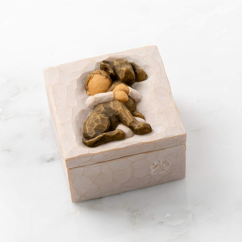 Willow Tree Hug (dark dog), sculpted hand-painted Keepsake Box...