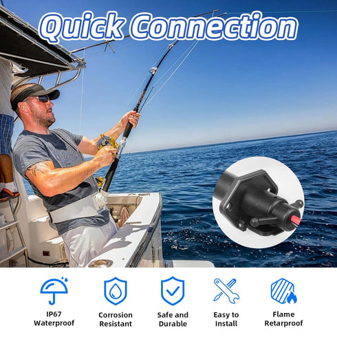 Trolling Motor Plug 12V 10 Gauge 2 Wire Trolling Motor Plug and Receptacle Quick Connect Kit Compatible with Minn Kota Marine Boat Kayak, 10 Awg W...