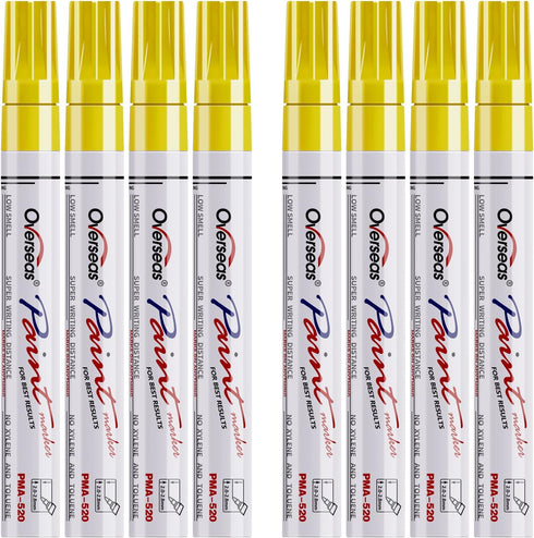 Paint Pens Paint Markers - Yellow Permanent Markers 8 Pack, Oil Based Waterproof Quick Dry Medium Tip Marker Pen for Metal, Wood, Fabric, Plastic,...