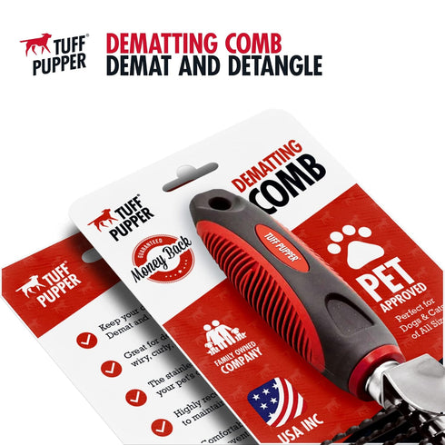Detangling Comb For Dogs & Cats – Dematting Tool For Dogs Easily & Safely Remove Dead, Matted Or Knotted Hair | Ergonomic, No-Slip Safety Handle P...