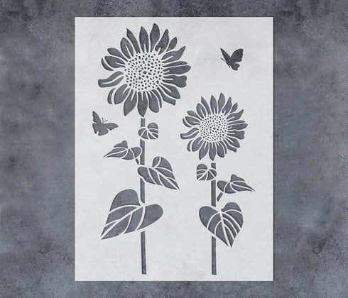 GSS Designs Sunflower Stencils 12x16Inch Flower Stencils for Painting on Wood Canvas Paper Fabric Floor Wall Furniture Reusable Sunflower Wall Ste...