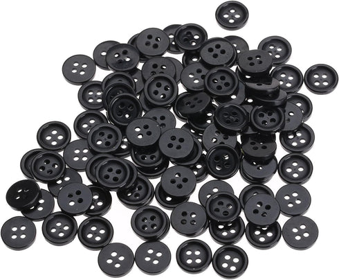 Dophee 100Pcs Wholesale 10mm Black Round Resin 4 Holes Clothes Sewing Buttons DIY Use...