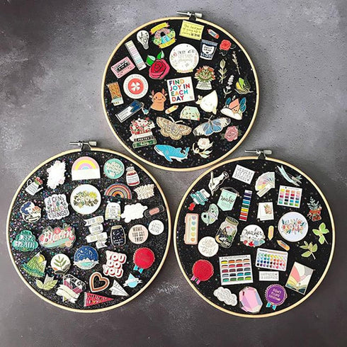 Wall Hanging Brooch Jewelry Storage Display Stand Enamel Pin Display Holder Earrings Necklace Glitter Pin Display Board with stars, Pin Collection...