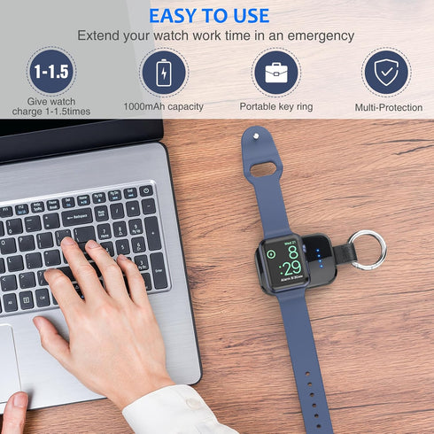 i.VALUX Portable Wireless Charger for Apple Watch Series 9/8/UItra/7/6/5/4/3/2/SE/Nike,Compact Magnetic iWatch Charger 1000mAh Extra Battery Smart...