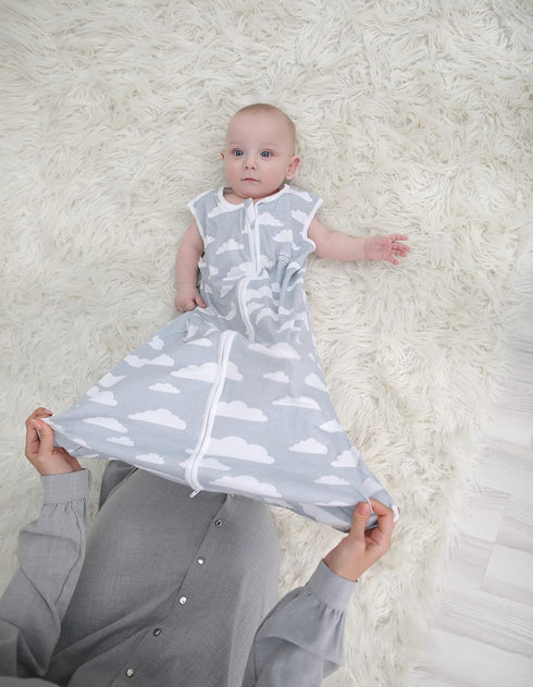 Baby Sleeping Bag Sack – Infant Sleeping Bags - Pure Cotton Wearable Blanket Baby Sleep Bag – Unisex Zip Up Baby Bag for Boys and Girls (Grey Clou...
