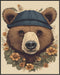 Posterizer 1 pcs- Brown bear with a hat and flowers-Art for Animal Lovers-Floral Botanical Art- Gift for Men Women Entrepreneur Teens-Decor for Ho...