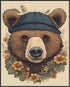 Posterizer 1 pcs- Brown bear with a hat and flowers-Art for Animal Lovers-Floral Botanical Art- Gift for Men Women Entrepreneur Teens-Decor for Ho...