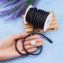 Beadthoven 10 Yards 5-6mm Black Round Folded Bolo Braided Imitation Leather Beading Cord Rope Necklace Chain PU Leather for DIY Handmade Necklace ...